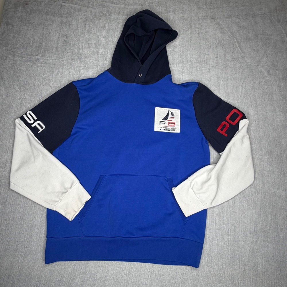 Polo Ralph Lauren P-15 Offshore Sailing Team Hoodie Blue Colorblock Mens M